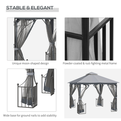 Light grey 3x3m outdoor gazebo party tent canopy with metal frame for patio or garden use, providing shade and shelter.