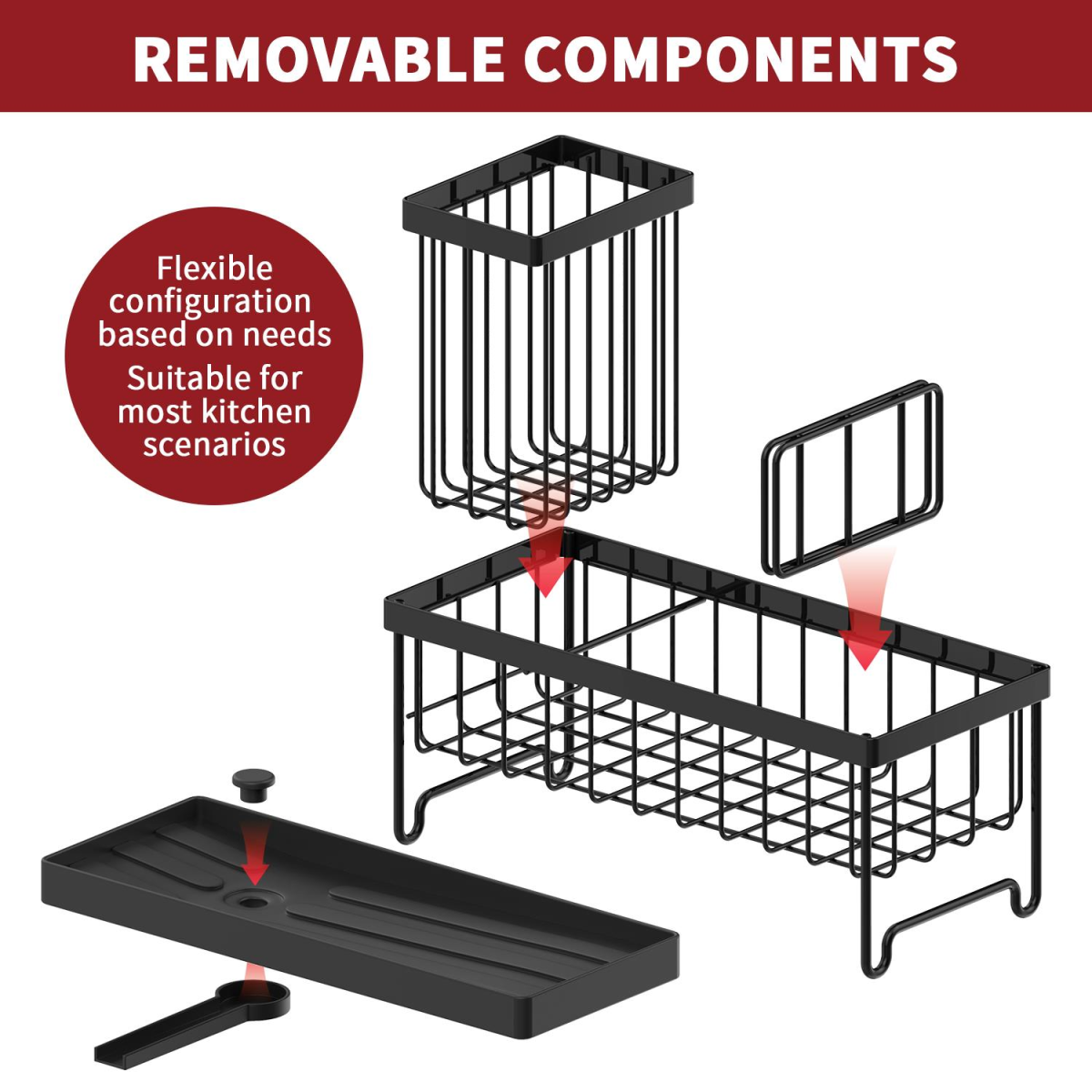 BLACK SINK SPONGE HOLDER