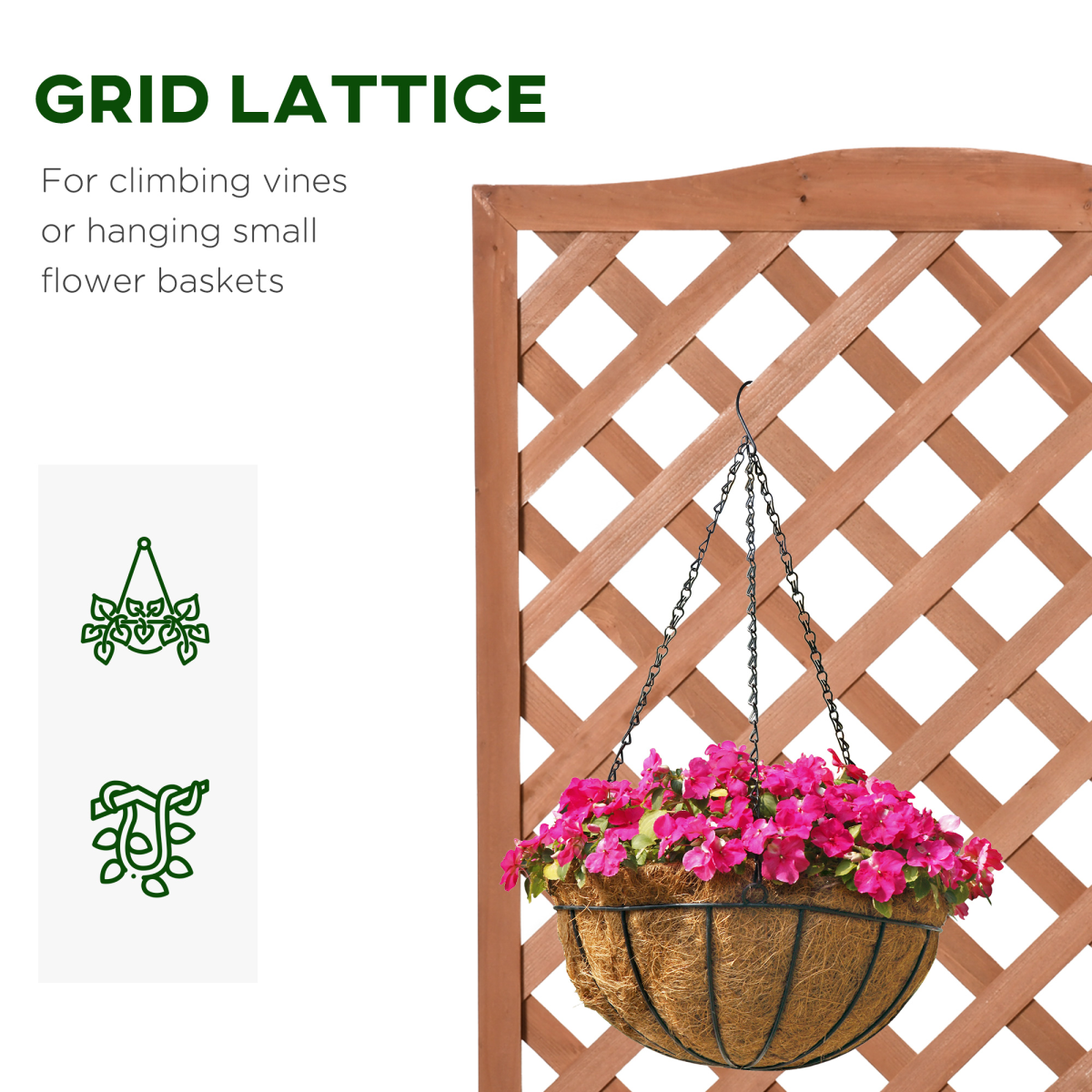 Outsunny garden wooden planter box with trellis, brown, 76x36x170cm, ideal for growing flowers or vegetables outdoors.