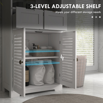 Small bathroom storage cabinet by kleankin with louvred doors, compact design for organized bathroom storage space
