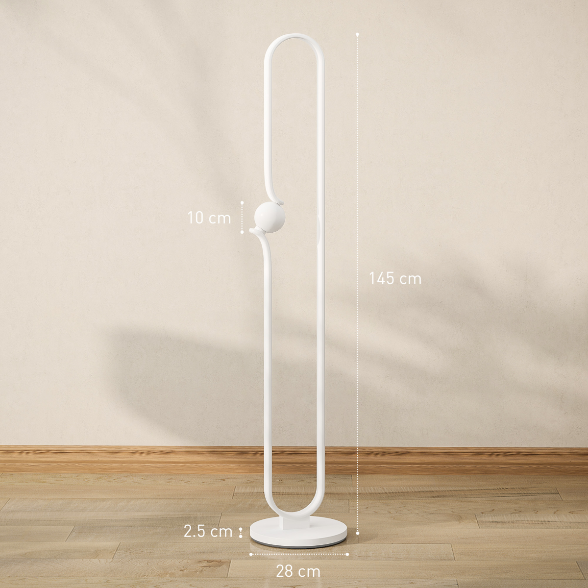 Dimmable LED Floor Lamp with Glass Night Light, Foot Switch, White
