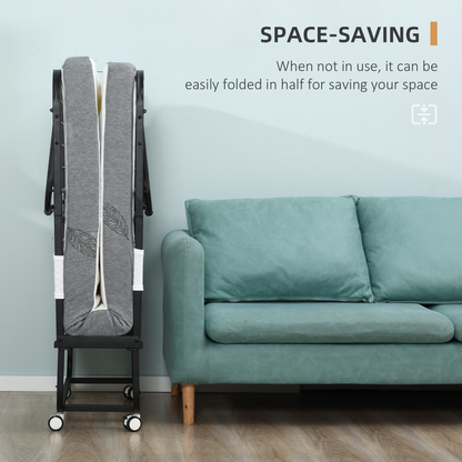 HOMCOM folding guest bed with 10cm mattress, metal frame, portable and foldable for easy storage and sleep comfort