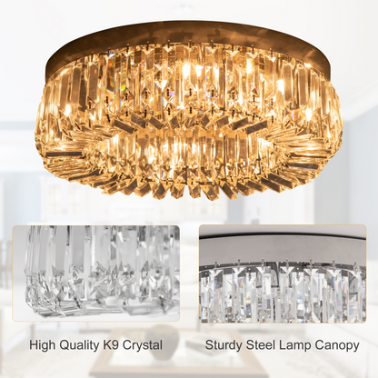 HOMCOM crystal ceiling light chandelier with stainless steel pendant and silver finish, featuring hanging decorative crystals.