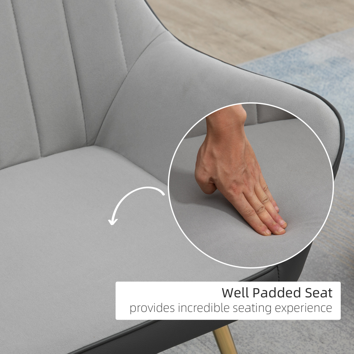 Accent Chairs Velvet Armchairs for Living Room and Bedroom Light Grey HOMCOM