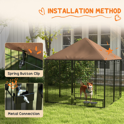 Dog whelping box or pet playpen with a sturdy frame and enclosed space, suitable for puppies and small dogs.