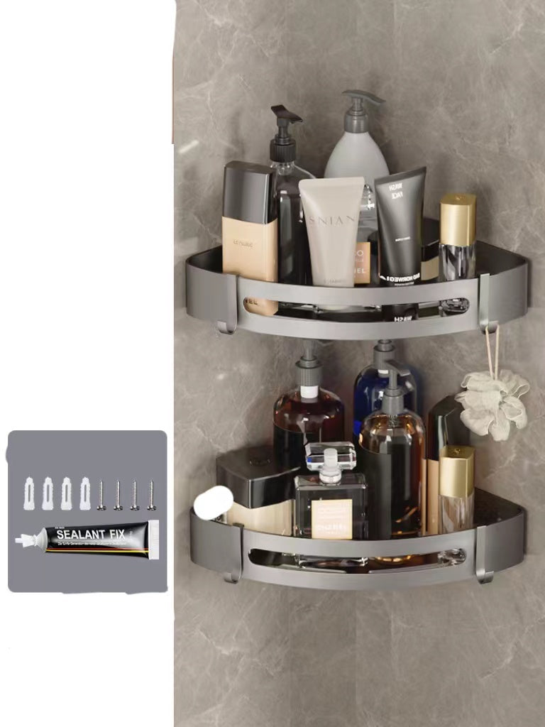 Bathroom Triangle Wall Shelf – Perforated Hanging Storage Rack