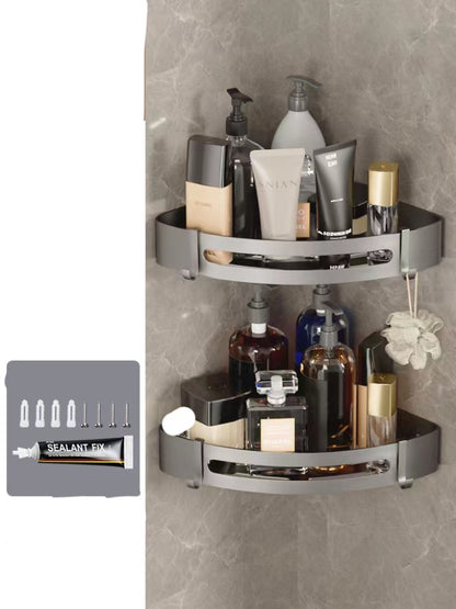 Bathroom Triangle Wall Shelf – Perforated Hanging Storage Rack