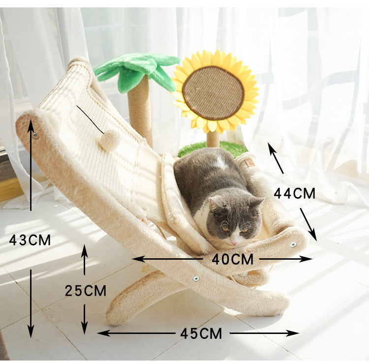 HOMCOM pet cat sofa bed sunbathing chair with soft fabric and cozy design, perfect for cats to relax and enjoy sunlight.