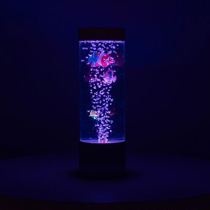 Livoshop 32cm LED bubble lamp with color-changing fish water tube, sensory novelty light with vibrant moving bubbles inside.
