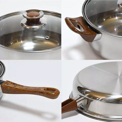 Set of 12 stainless steel cookware including saucepans, casseroles, and fry pans with glass lids from HOMCOM.