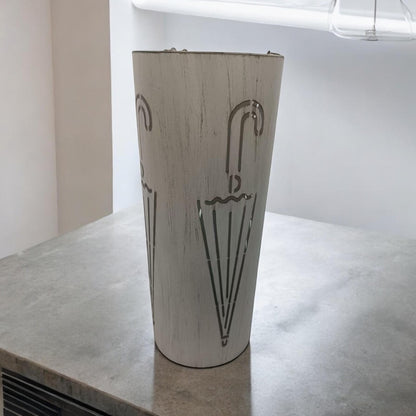 Cream metal umbrella stand, 49cm tall, with a sleek design from MSL, designed to hold umbrellas in an elegant entryway.