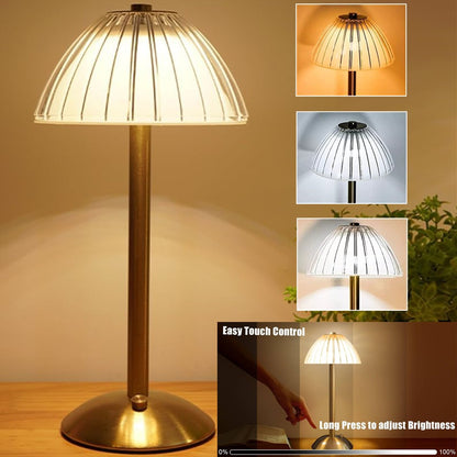 Modern HOMCOM LED table lamp with dimmable cordless design, USB rechargeable night decor light, perfect for bedside or desk lighting.