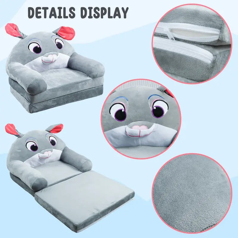 HOMCOM 3-in-1 toddler chair and sofa bed for kids, fold-out design, pink and white fabric with plush cushions.