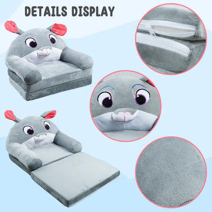 HOMCOM 3-in-1 toddler chair and sofa bed for kids, fold-out design, pink and white fabric with plush cushions.