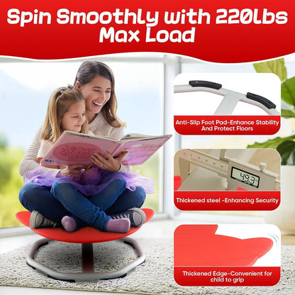 HOMCOM 360° sit and spin sensory swivel seat for kids, wobble spinning toy chair with colorful design and sturdy base.