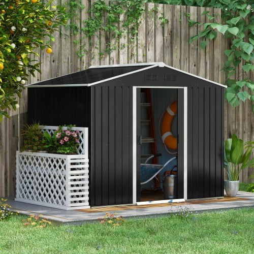 7.7×5.7ft Metal Garden Shed – Galvanised Outdoor Storage with Vents