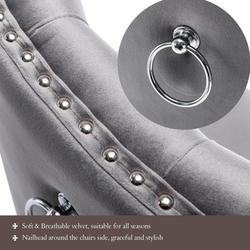 Velvet Dining Chairs Set – 2/4/6 Pcs with Oak Legs & Chrome Knocker