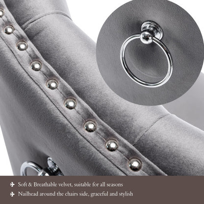 Velvet Dining Chairs Set – 2/4/6 Pcs with Oak Legs & Chrome Knocker