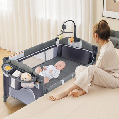 Livoshop 6-in-1 baby travel cot with changing table, foldable baby bed and portable crib for convenient travel and home use
