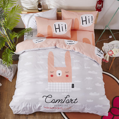 HOMCOM cotton cartoon bedding set with colorful, playful designs for a cozy and cheerful bedroom decor.