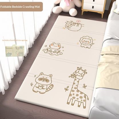 HOMCOM foldable baby crib side mat for living room protection, soft padded surface for safe baby play and sleep area.