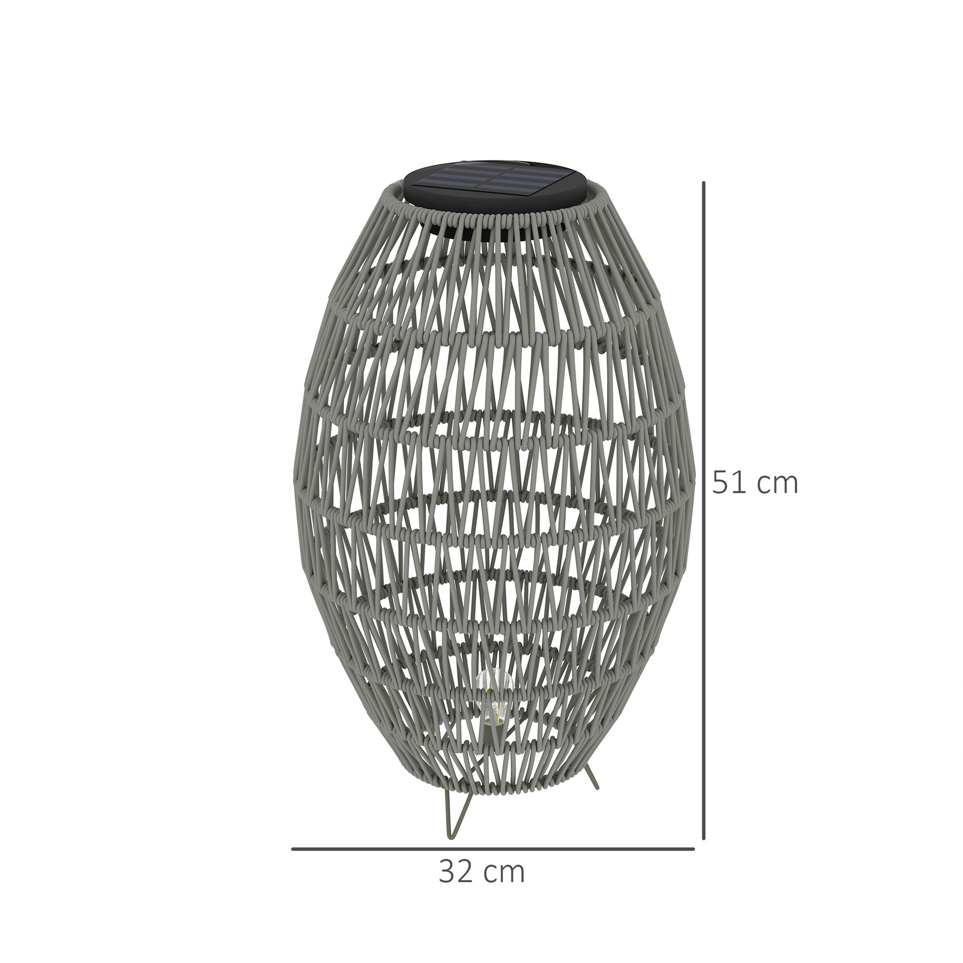 HOMCOM rattan solar garden lamp with auto on/off, waterproof outdoor lantern, grey decorative light for porch and pathway.