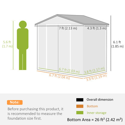 7×4ft Metal Garden Storage Shed – Vented Outdoor Storage with Floor Kit