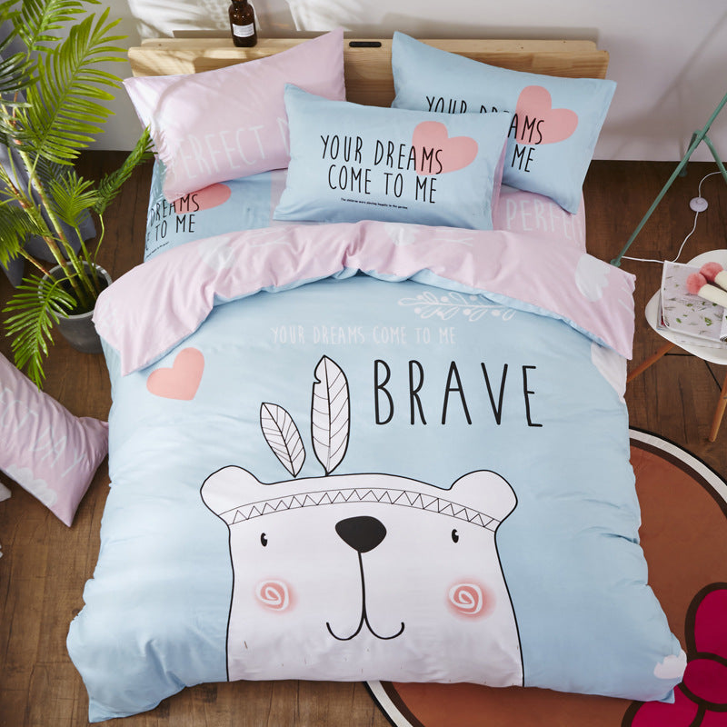 HOMCOM cotton cartoon bedding set featuring colorful playful designs on soft, comfortable fabric for kids' bedrooms.