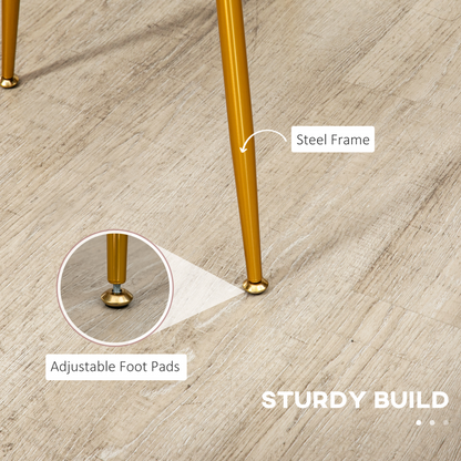 Modern Dining Chairs Set of 2 with Padded Seat and Steel Legs, Pink