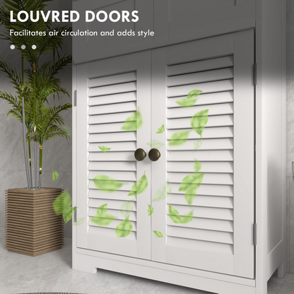 Small kleankin bathroom storage cabinet with louvred doors, compact design, ideal for organizing bathroom essentials.