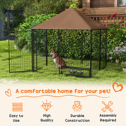 Dog whelping box and pet playpen with a sturdy wooden structure, providing a safe space for puppies and dogs.