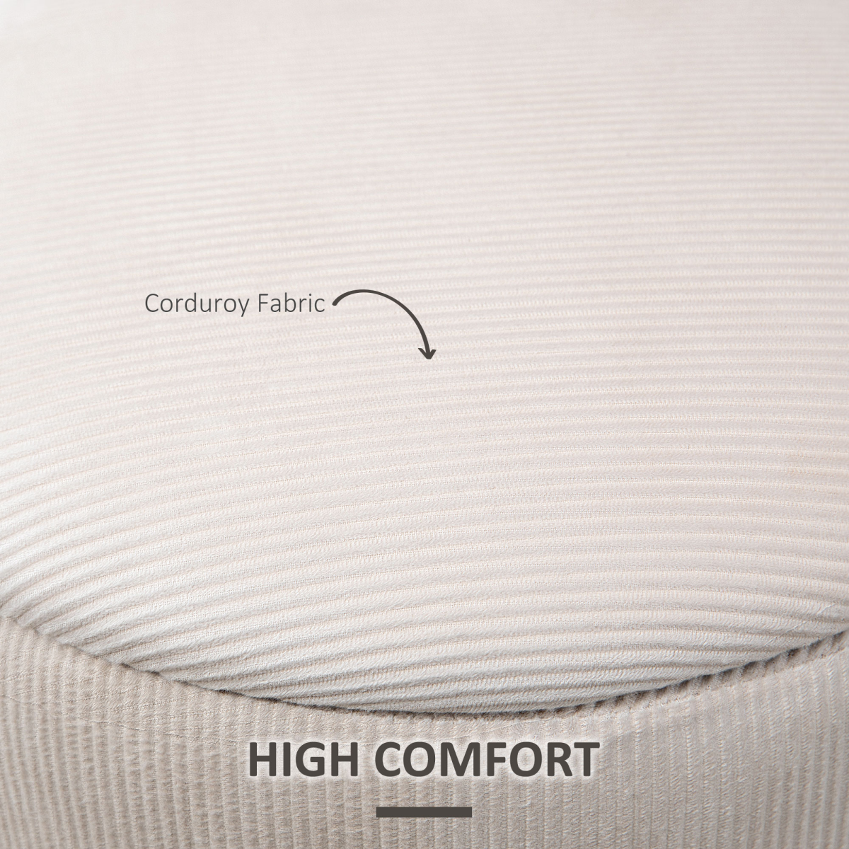 Modern Fabric Storage Ottoman with Removable Lid, Set of 2, Cream White