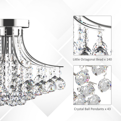 Modern K9 crystal ceiling chandelier by HOMCOM with six pendant lights featuring clear crystal accents and sleek modern design.