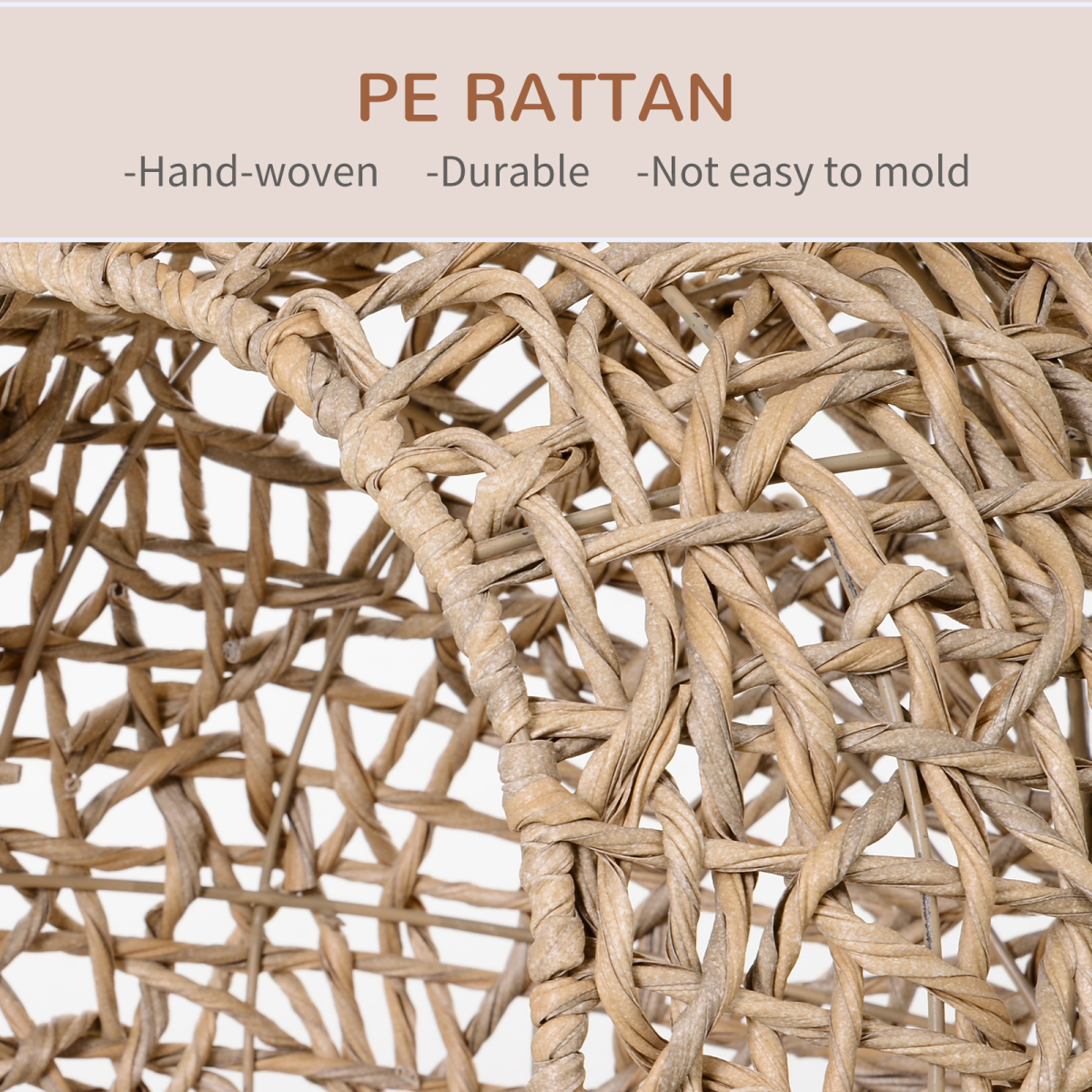 Ball-shaped rattan cat house with natural wood finish, raised pet bed for cats by PawHut, cozy and stylish feline shelter