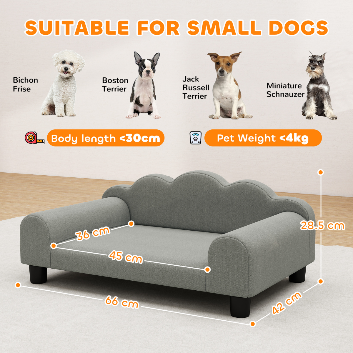 Comfortable dog bed or pet sofa with cushioned design, perfect for small to medium-sized dogs.