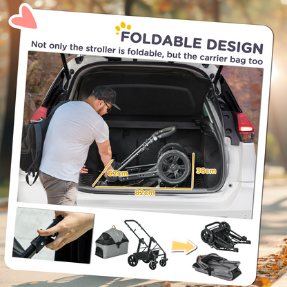 Pet Stroller Foldable Dog Cat Travel Carrying Bag for Small Dogs