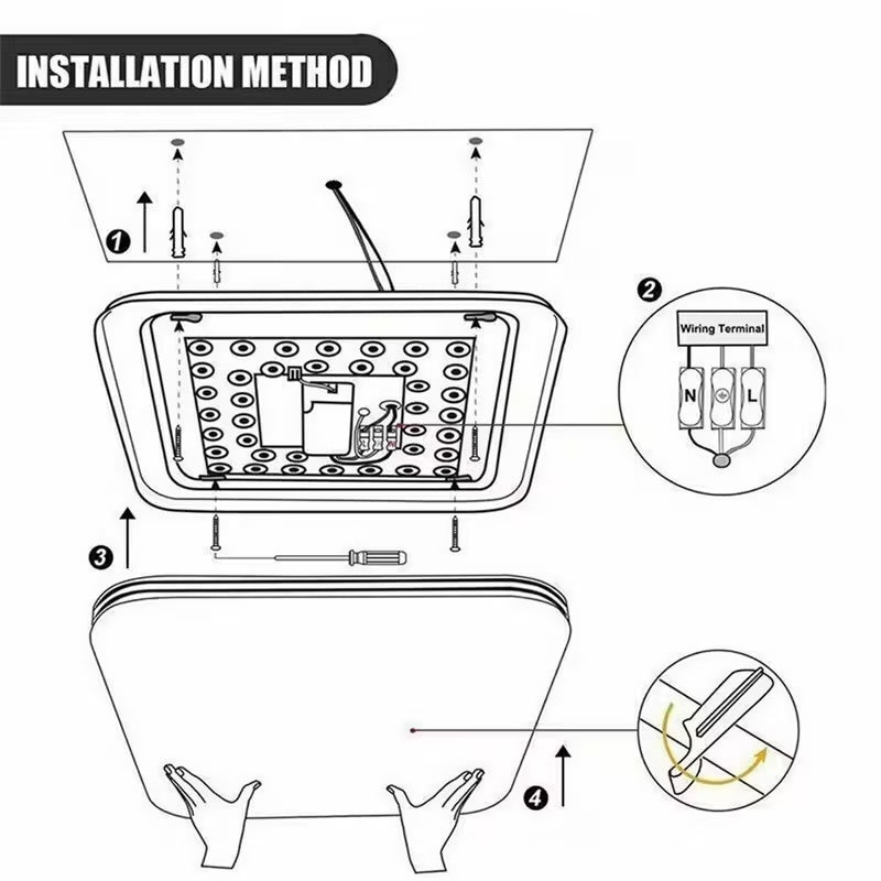 HOMCOM modern square LED ceiling light panel, 24W, installed in a bathroom ceiling for bright, energy-efficient illumination.