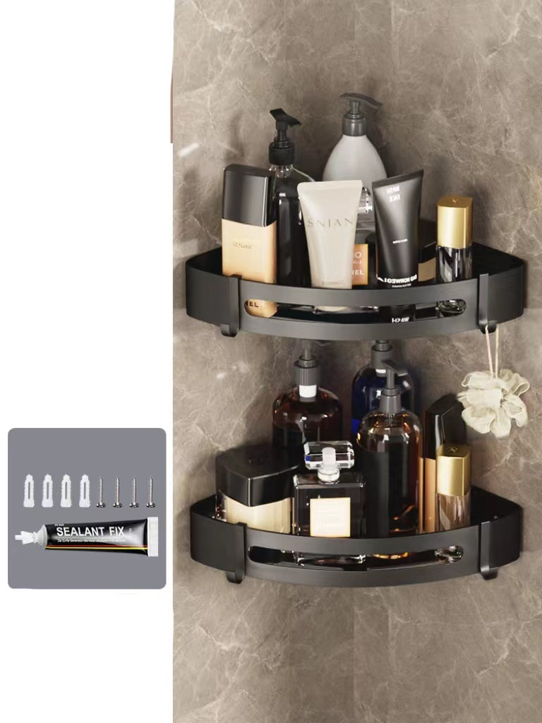 Bathroom Triangle Wall Shelf – Perforated Hanging Storage Rack
