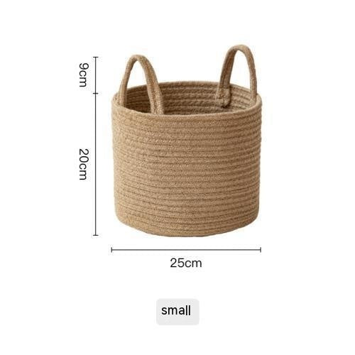 Jute Hand-Woven Cotton Basket – Natural Home Storage Decor