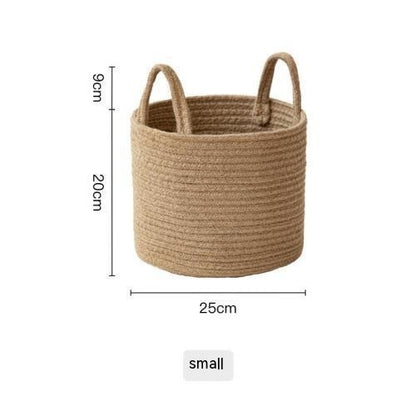 Jute Hand-Woven Cotton Basket – Natural Home Storage Decor