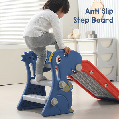 Livoshop toddler indoor slide with basketball hoop, foldable dinosaur design for ages 0-3, suitable for indoor play.
