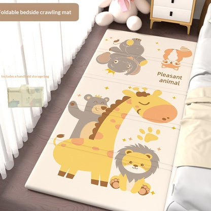 HOMCOM foldable baby crib side mat for protection, shown in a living room setting with soft padding and easy-to-clean surface.