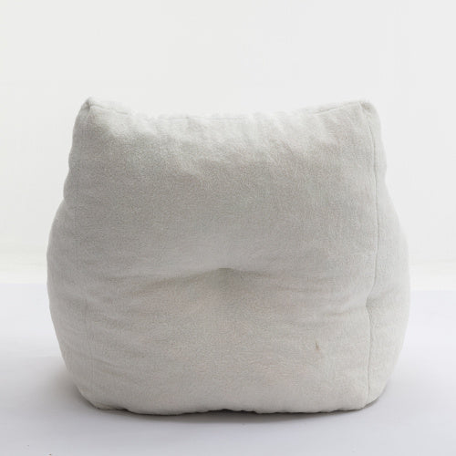 Soft Tufted Foam Bean Bag Chair with Teddy Fabric – Ivory White