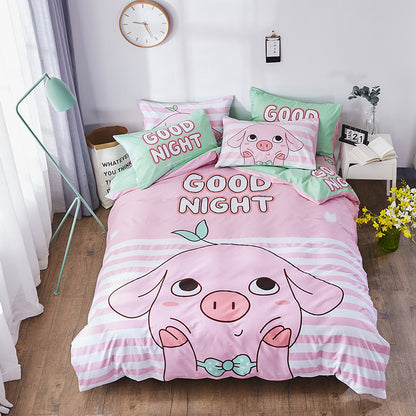 HOMCOM cotton cartoon bedding set with colorful playful patterns on soft fabric for a cozy bedroom decor.
