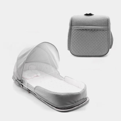 HOMCOM baby bed in bed newborn folding portable bed with soft fabric sides and compact design for easy access and safety.