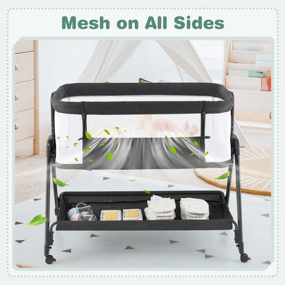Livoshop baby bedside crib with mattress for newborns up to 9kg, featuring a safe, cozy sleeping space for infants.