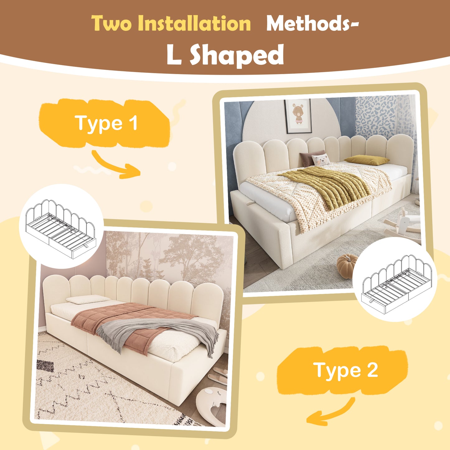 Beige upholstered HOMCOM single sofa bed with hydraulic storage, metal slatted bed frame, velvet fabric, 90 x 190 cm daybed.