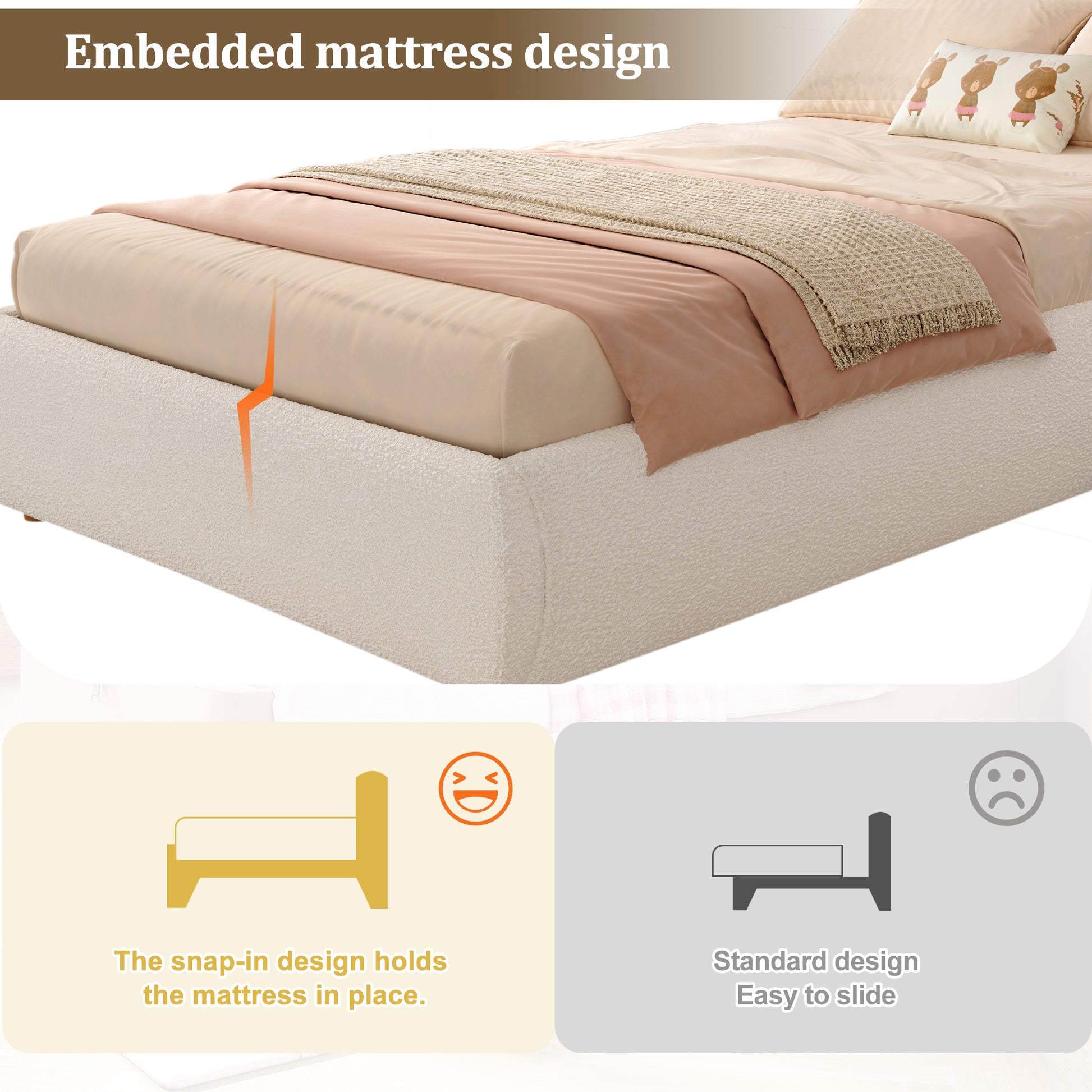 HOMCOM beige upholstered single children's bed with hydraulic storage, headboard, and large under-bed storage space.