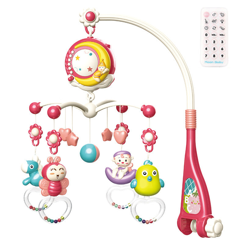 Livoshop baby crib mobile with musical box and rotating projection, featuring colorful plush toys for newborns.