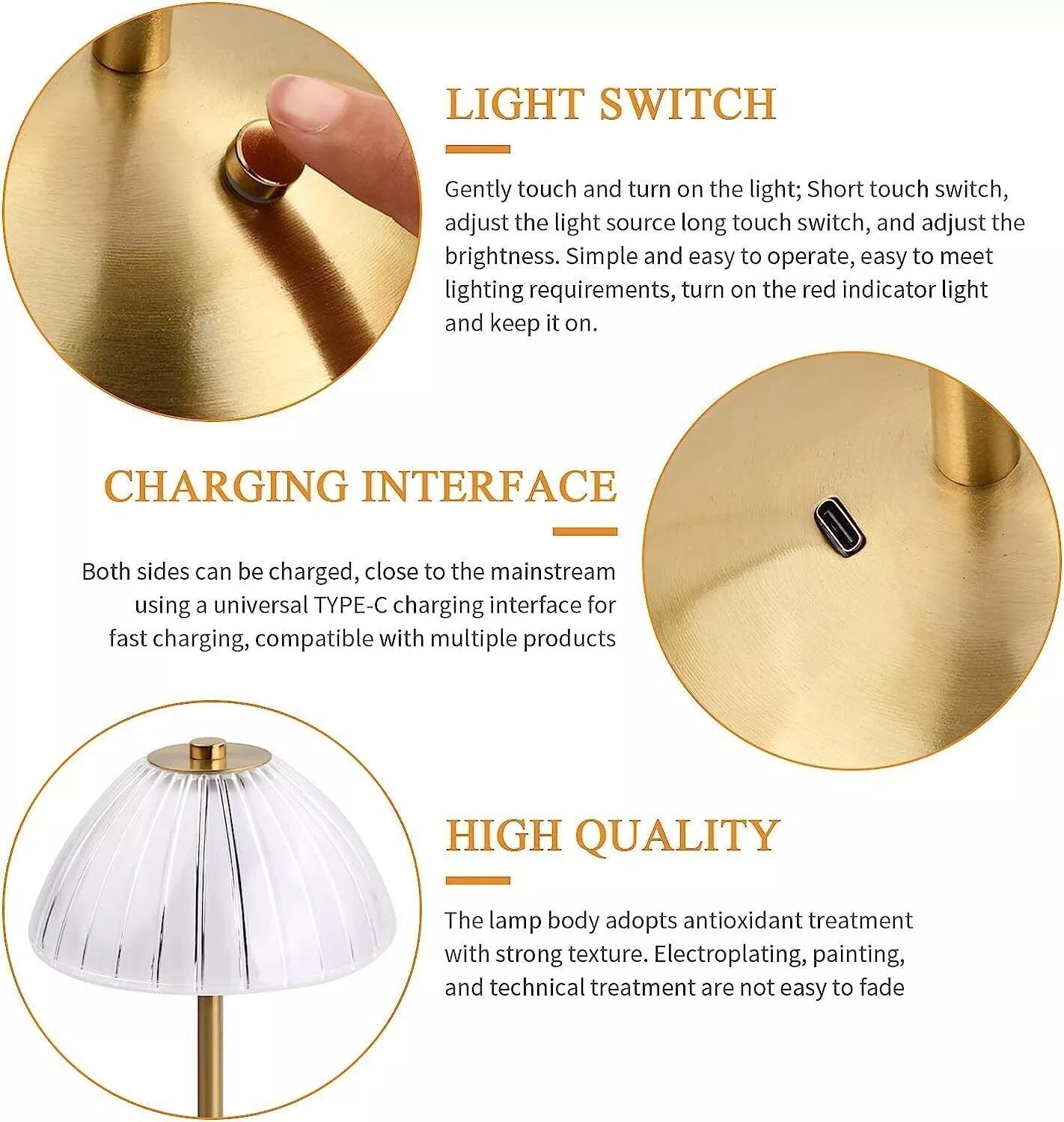 HOMCOM modern LED table lamp with dimmable brightness, cordless design, USB rechargeable night decor light on a bedside table
